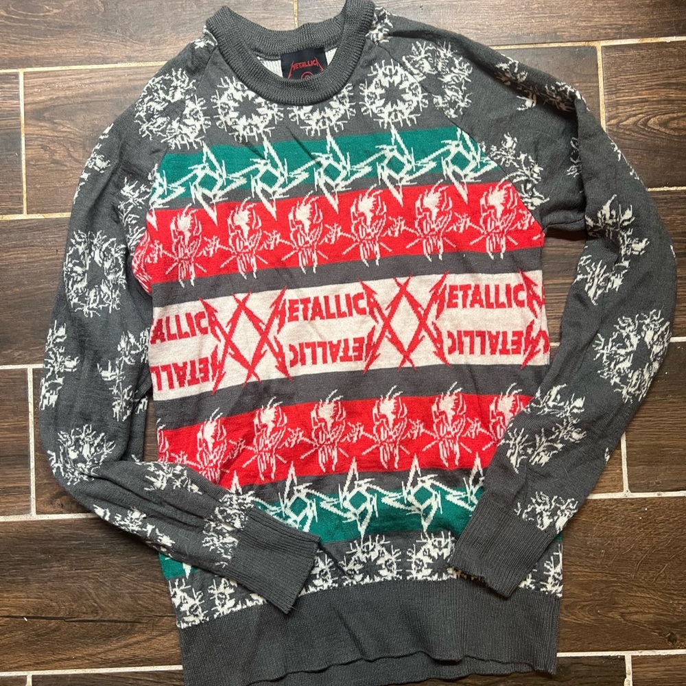 RARE Metallica Ugly Christmas Sweater Holiday Snowflake 2013 Demon Skull